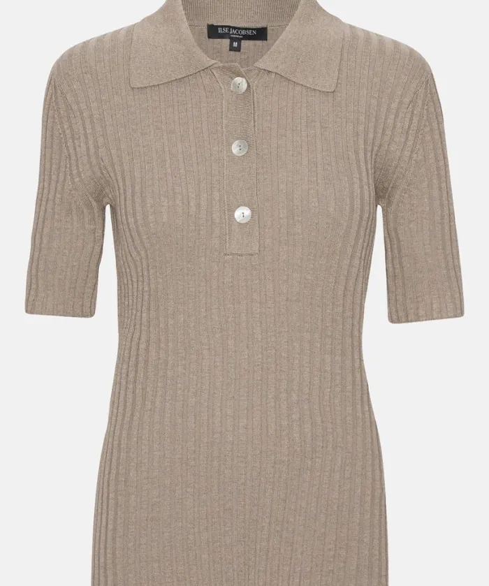 Polo 8211 Bleached Sand Clothing Ilse Jacobsen Knitwear Polo 8211 Bleached Sand Clothing Ilse Jacobsen Knitwear