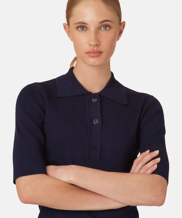 Polo 8211 Dark Indigo Clothing Ilse Jacobsen Knitwear Polo 8211 Dark Indigo Clothing Ilse Jacobsen Knitwear