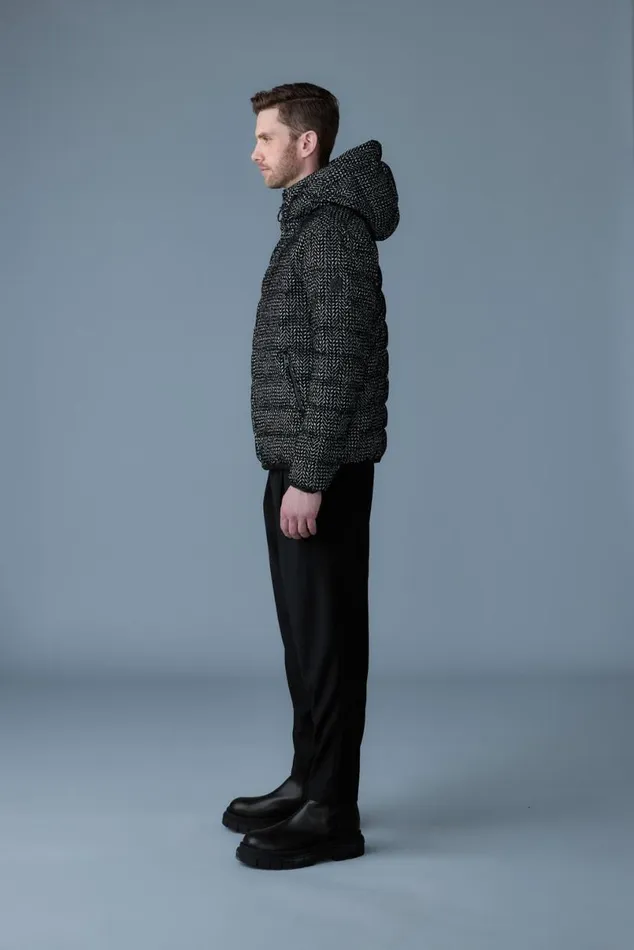 Puffer Men Mackage JACKFLP Flocked Light Down Jacket With Hood Blackwhite