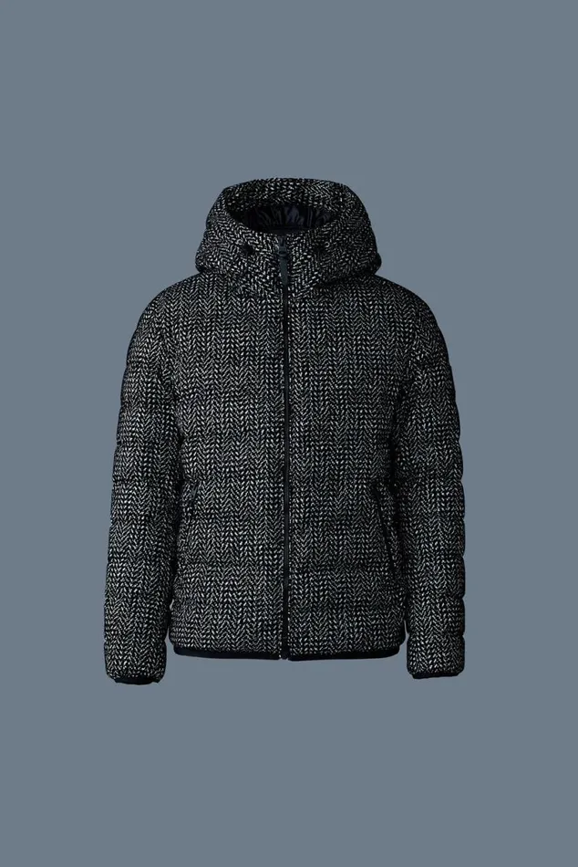 Puffer Men Mackage JACKFLP Flocked Light Down Jacket With Hood Blackwhite