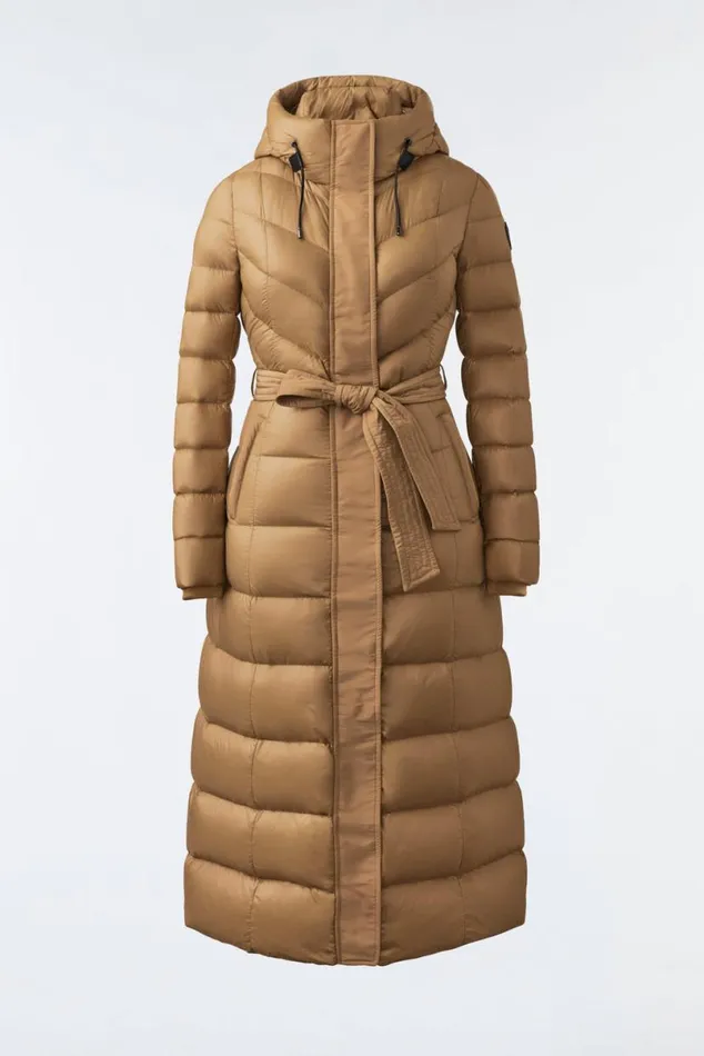 Puffers Women Mackage CALINA Lustrous Down Maxi Coat Cream