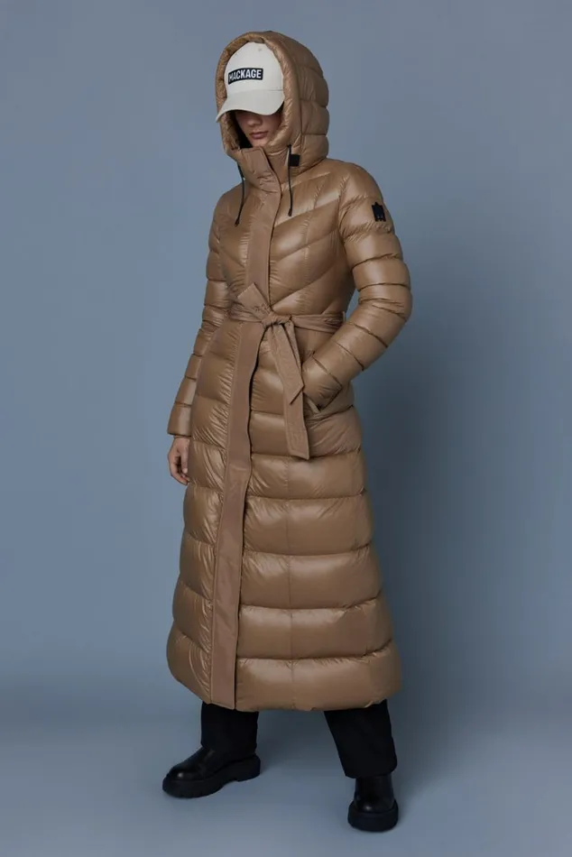 Puffers Women Mackage CALINA Lustrous Down Maxi Coat Cream