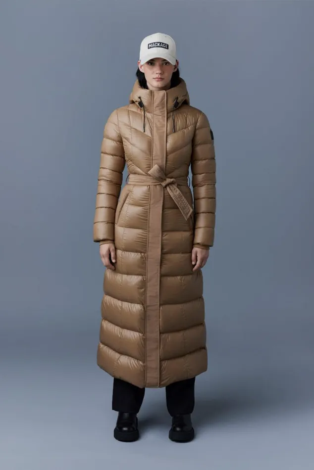Puffers Women Mackage CALINA Lustrous Down Maxi Coat Cream