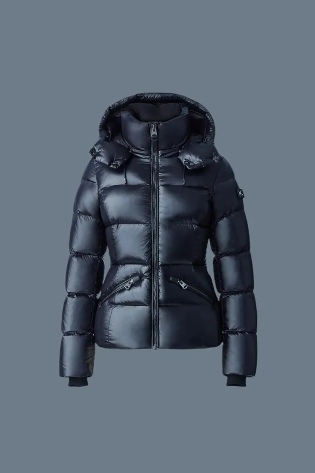 Puffers Women Mackage MADALYN Lustrous Light Down Jacket With Hood For Ladies Black