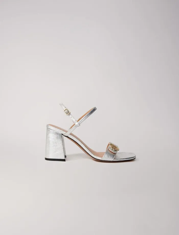 Pumps and Sandals Women Maje Metallic Leather Sandals Silver