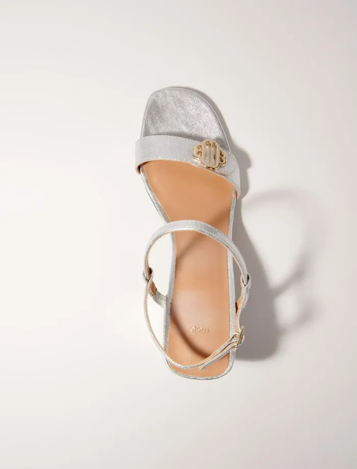 Pumps and Sandals Women Maje Metallic Leather Sandals Silver