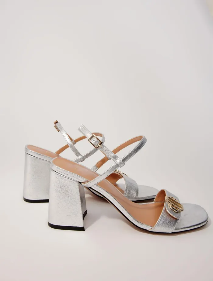 Pumps and Sandals Women Maje Metallic Leather Sandals Silver