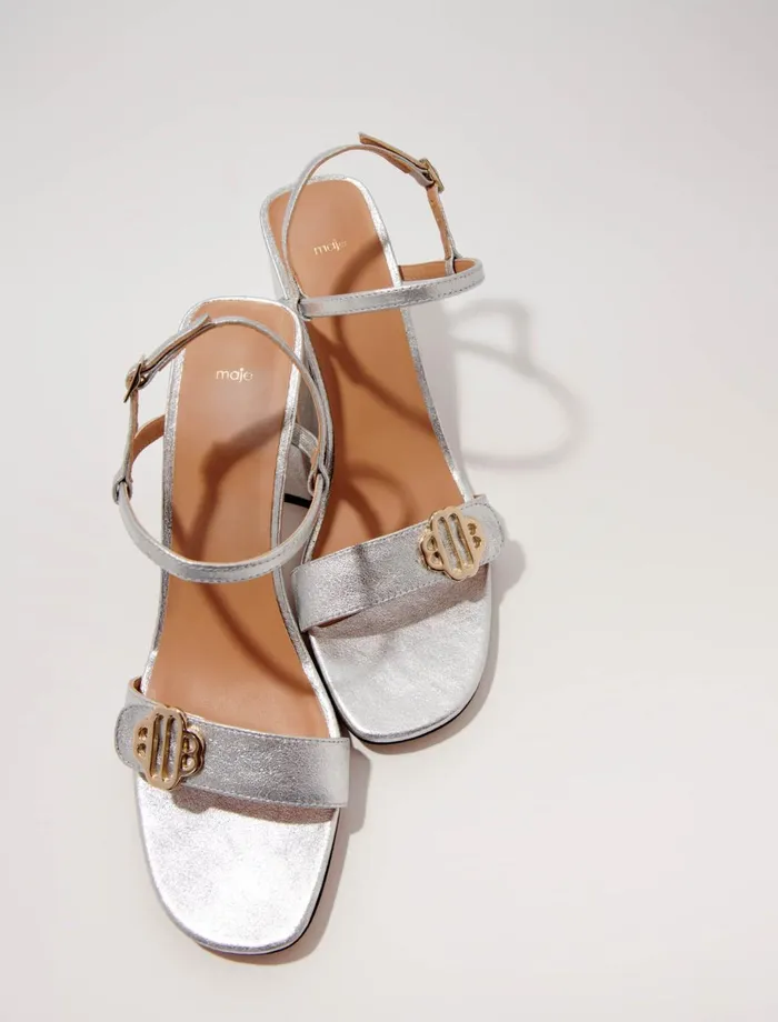 Pumps and Sandals Women Maje Metallic Leather Sandals Silver