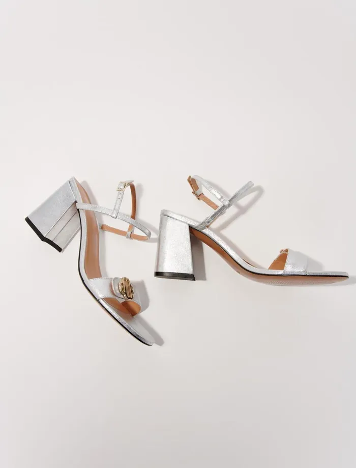 Pumps and Sandals Women Maje Metallic Leather Sandals Silver
