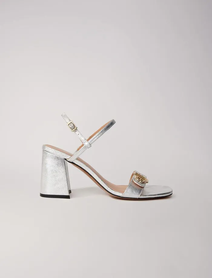 Pumps and Sandals Women Maje Metallic Leather Sandals Silver