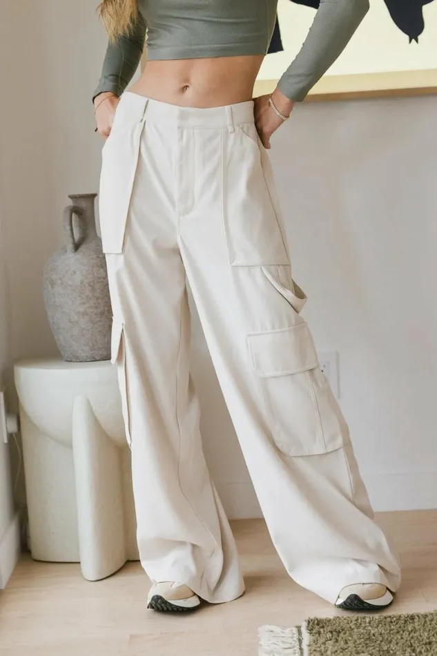 Quinn Utility Pants In Cream Cream Women Bohme Pants