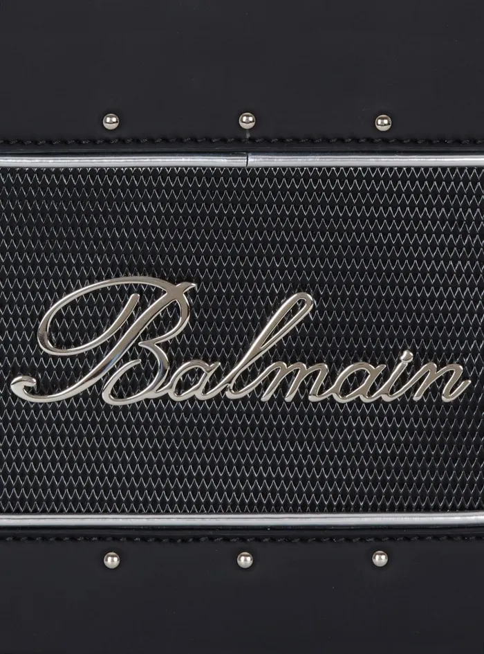 Radio Rubbereffect Leather Bag Black Men Balmain CrossBody Bags