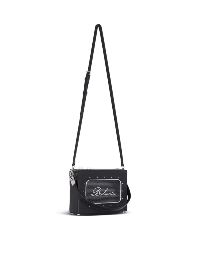 Radio Rubbereffect Leather Bag Black Men Balmain CrossBody Bags