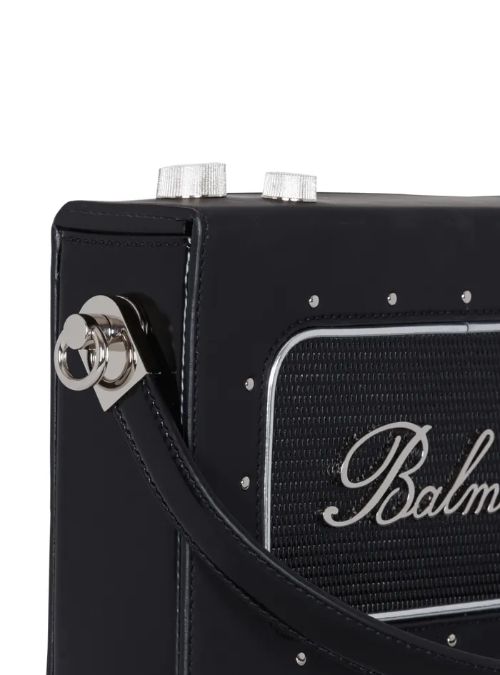 Radio Rubbereffect Leather Bag Black Men Balmain CrossBody Bags