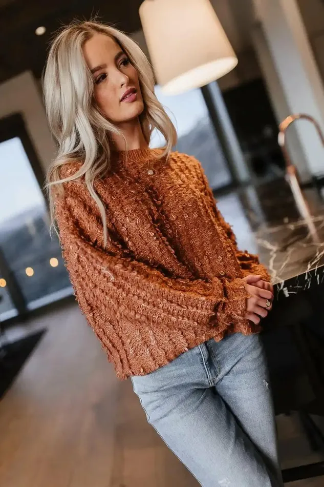 Raegan Fuzzy Sweater In Brown Brown Women Bohme Tops