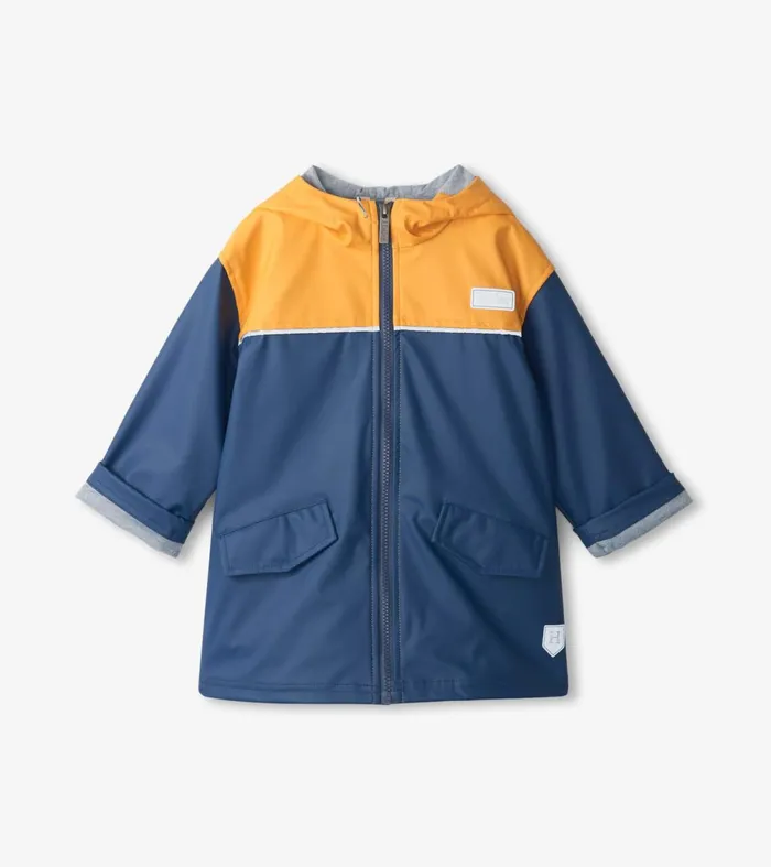 Rainwear Boys Hatley Yellow and Navy ZipUp Rain Jacket
