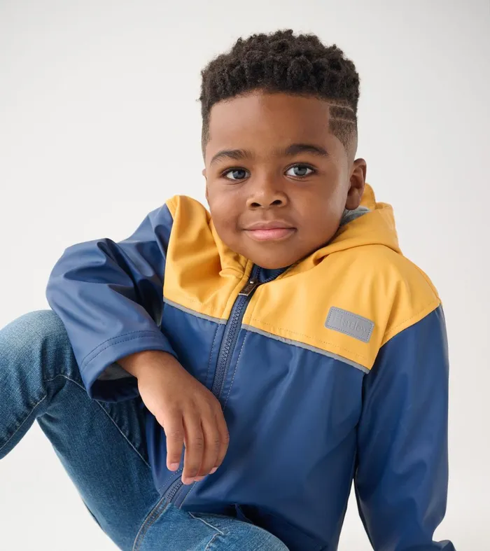 Rainwear Boys Hatley Yellow and Navy ZipUp Rain Jacket