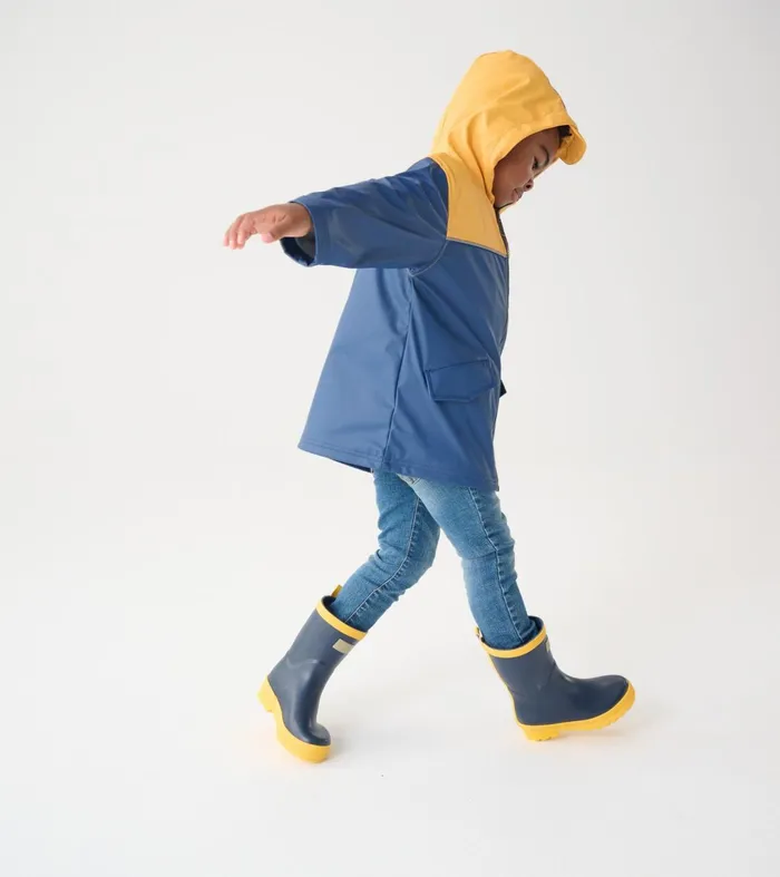 Rainwear Boys Hatley Yellow and Navy ZipUp Rain Jacket