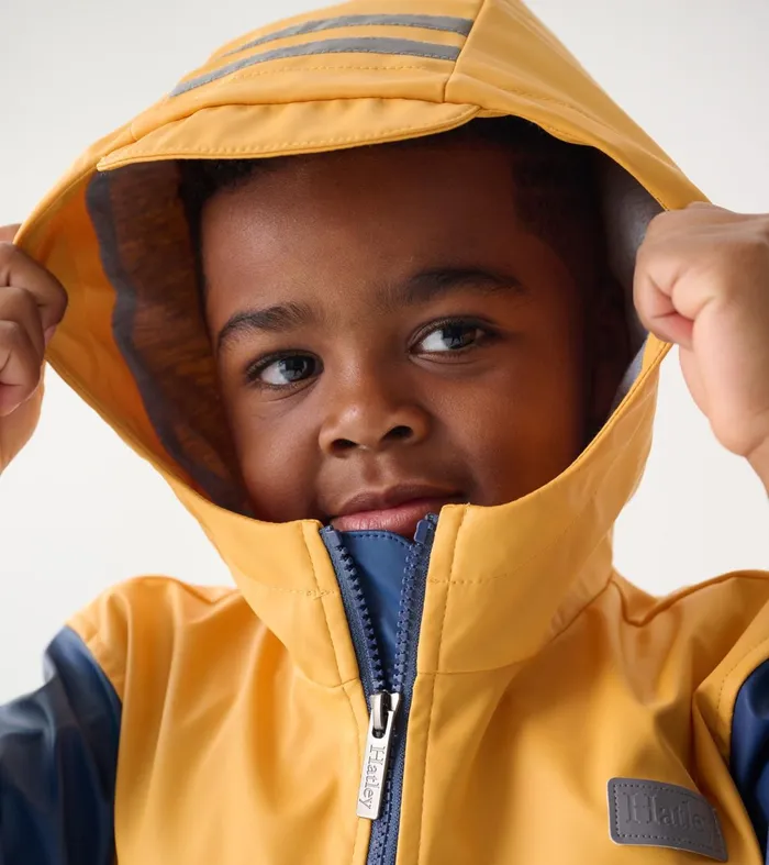 Rainwear Boys Hatley Yellow and Navy ZipUp Rain Jacket
