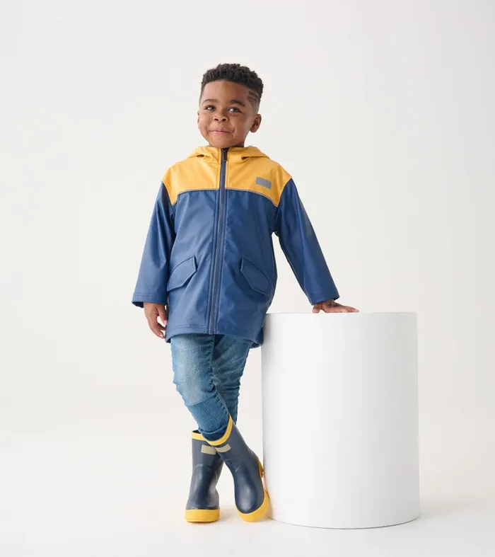 Rainwear Boys Hatley Yellow and Navy ZipUp Rain Jacket