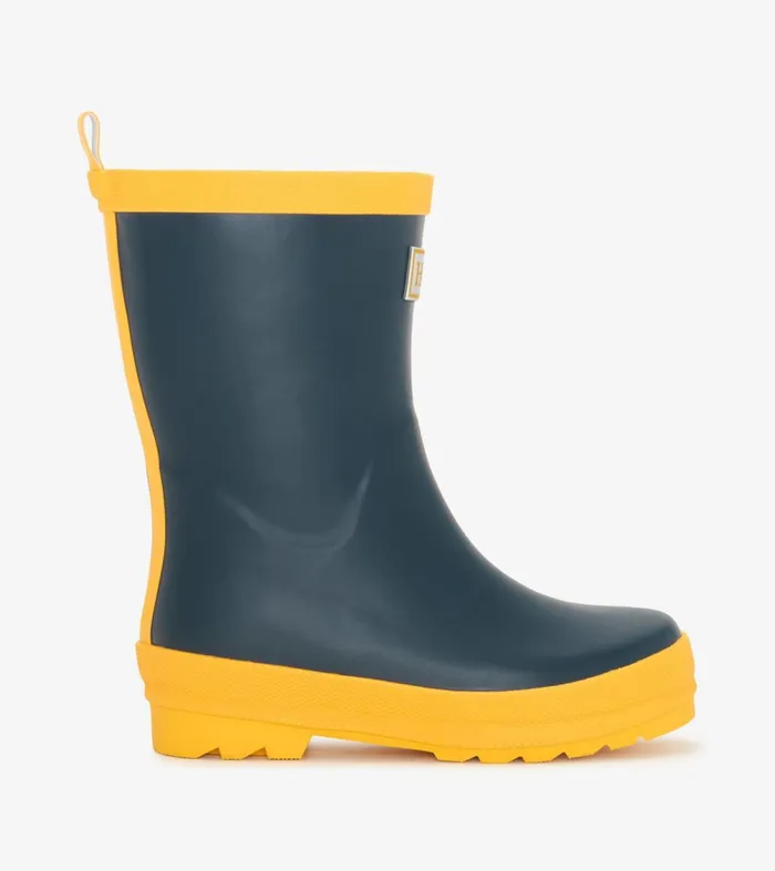 Rainwear GirlsBoysBaby and Toddler Hatley Navy and Yellow Matte Rain Boots