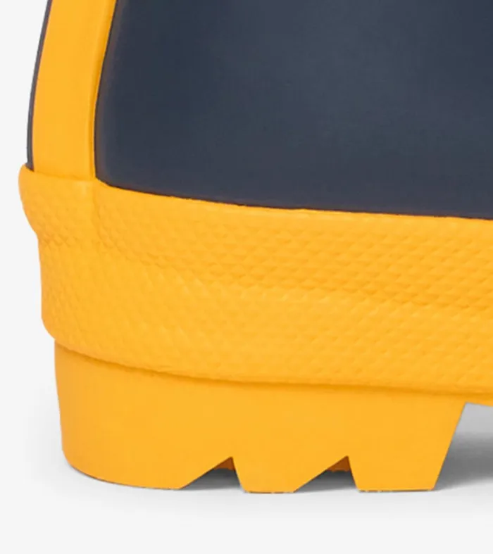 Rainwear GirlsBoysBaby and Toddler Hatley Navy and Yellow Matte Rain Boots