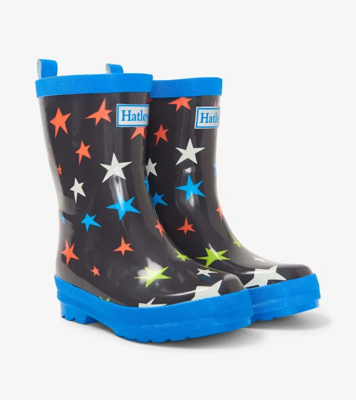 Rainwear GirlsBoys Hatley Ombre Stars Shiny Rain Boots