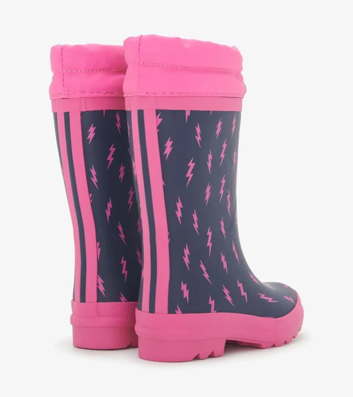 Rainwear Girls Hatley Girls Mini Lightning Bolts Sherpa Lined Rain Boots