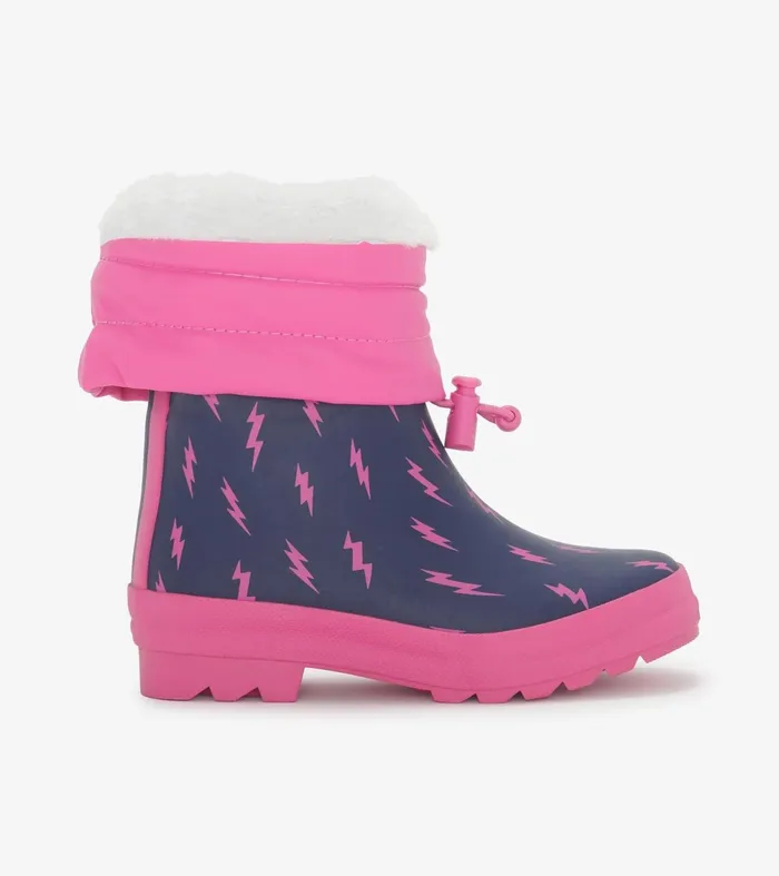 Rainwear Girls Hatley Girls Mini Lightning Bolts Sherpa Lined Rain Boots