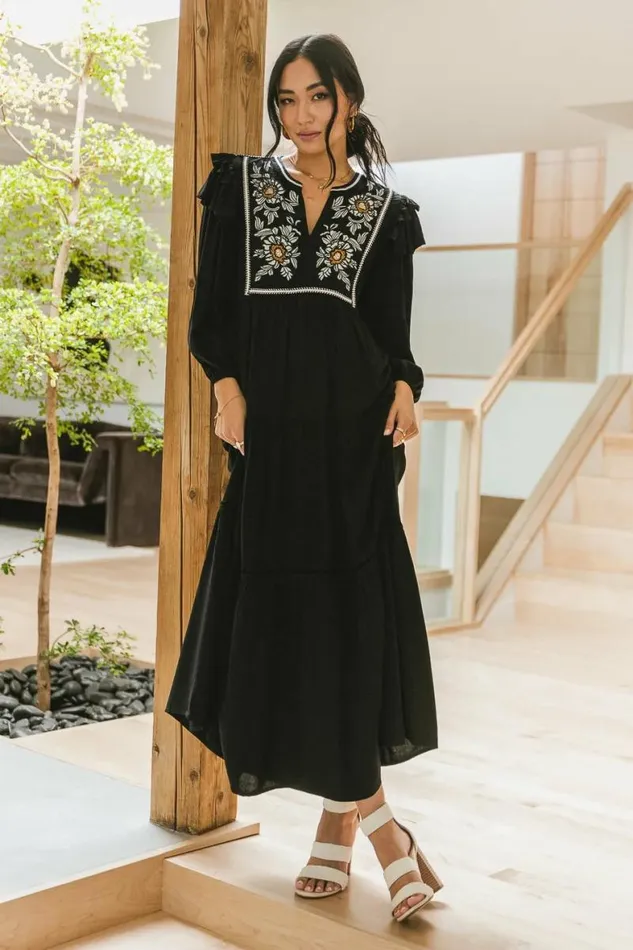 Raquel Embroidered Dress Black Women Bohme Dresses