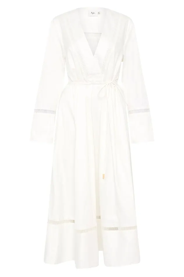 Reborn Ladder Trim Midi Dress Ivory Women Aje White Dresses