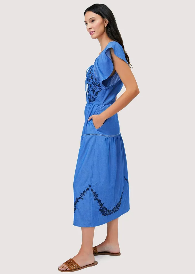 Riviera Midi Dress Blue Women Lost Wander Dresses