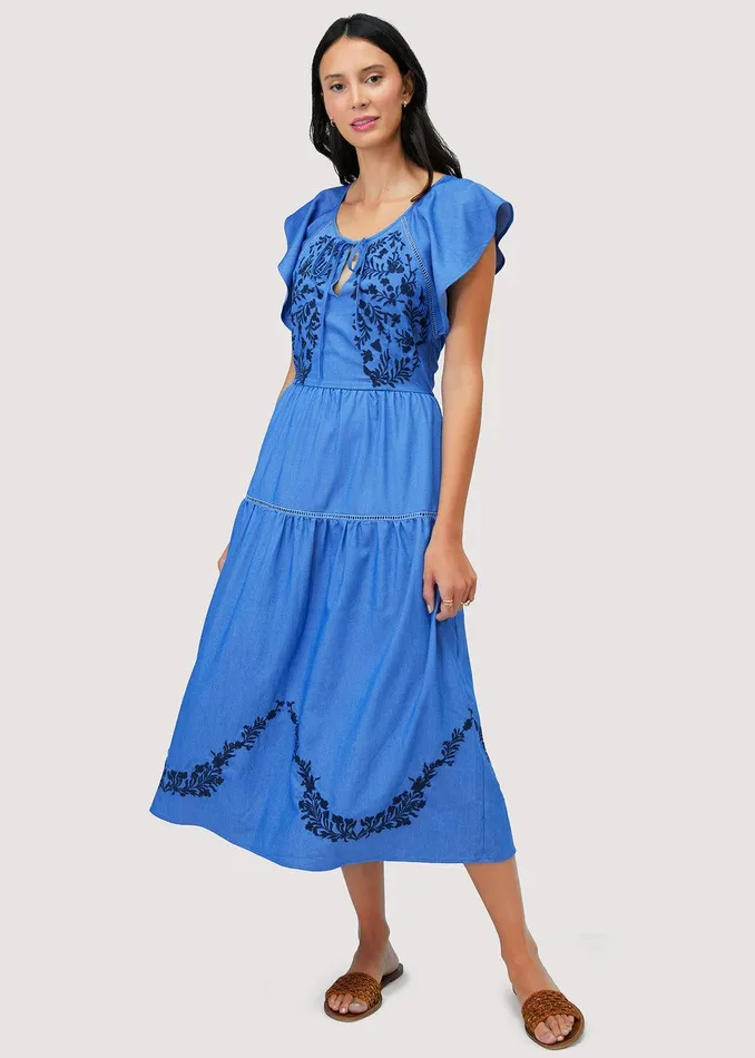 Riviera Midi Dress Blue Women Lost Wander Dresses