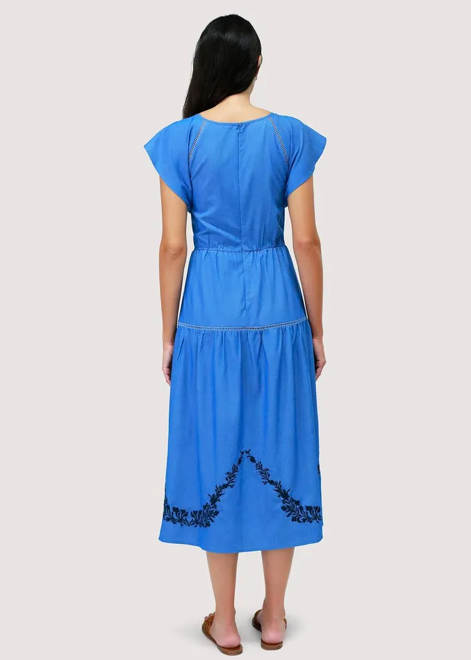 Riviera Midi Dress Blue Women Lost Wander Dresses