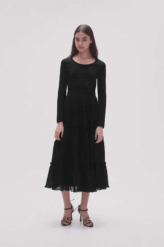 Robyn Tiered Maxi Skirt Black Women Aje Skirts