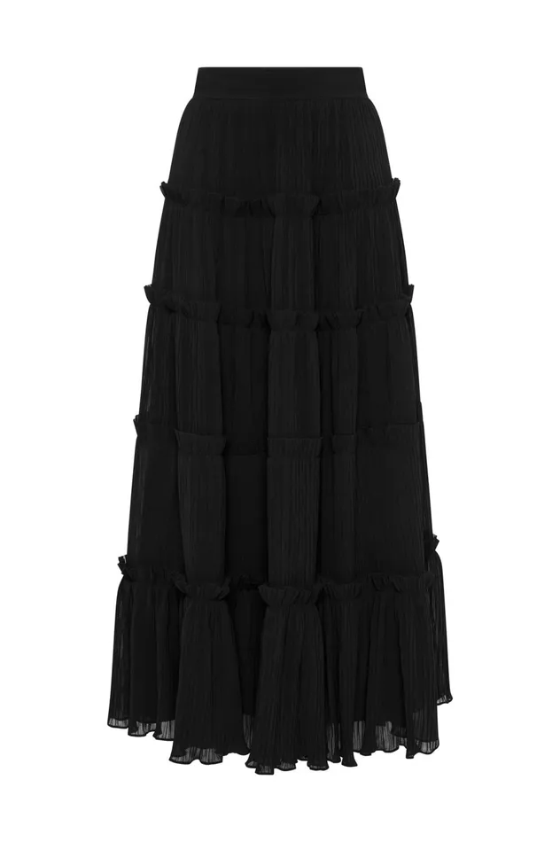 Robyn Tiered Maxi Skirt Black Women Aje Skirts