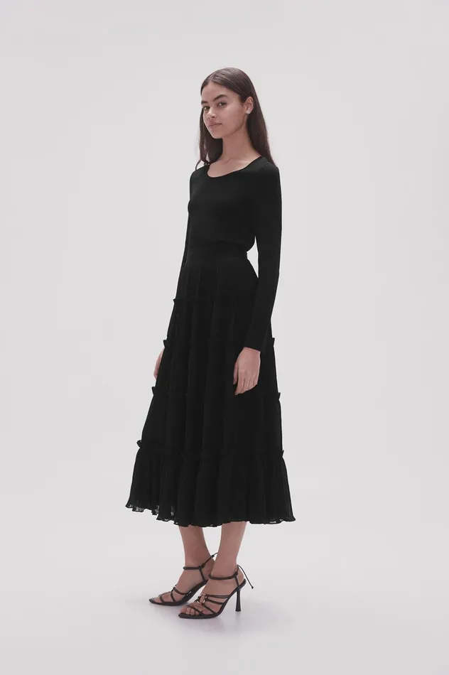 Robyn Tiered Maxi Skirt Black Women Aje Skirts