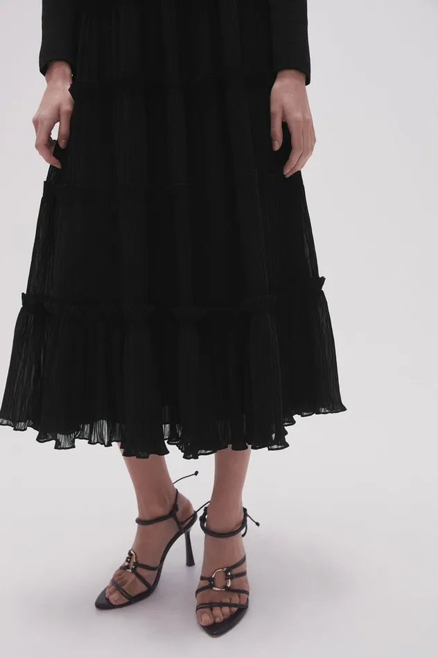 Robyn Tiered Maxi Skirt Black Women Aje Skirts