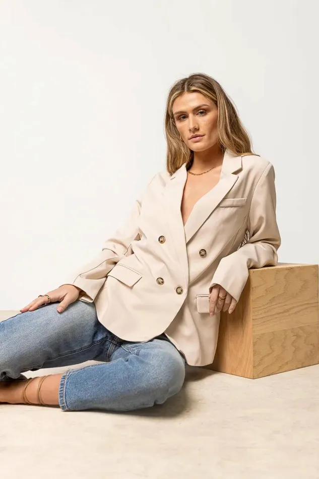 Romaine Blazer In Ivory Ivory Women Bohme Jackets and Blazers