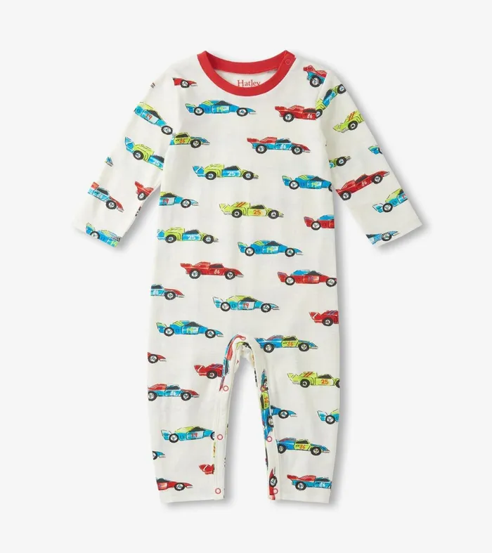 Rompers Baby and Toddler Hatley Baby Boys Water Colour Racecars Long Sleeve Romper