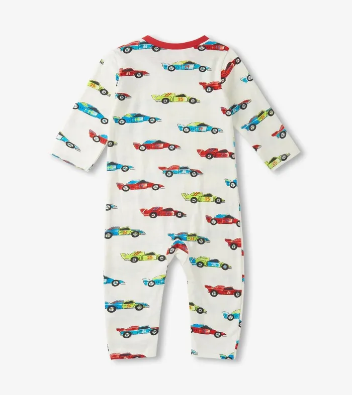 Rompers Baby and Toddler Hatley Baby Boys Water Colour Racecars Long Sleeve Romper