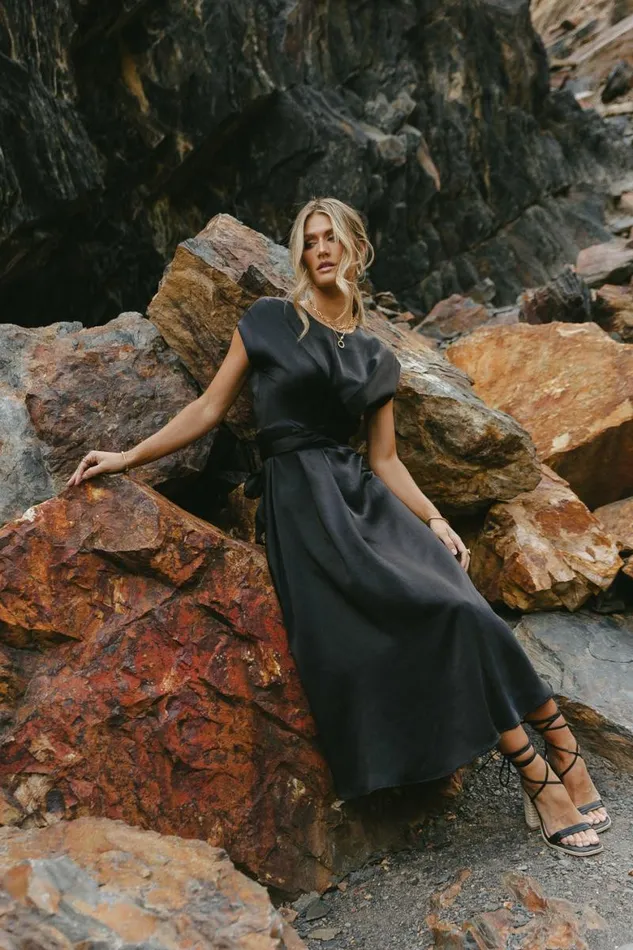 Rosalind Midi Dress In Black Black Women Bohme Dresses