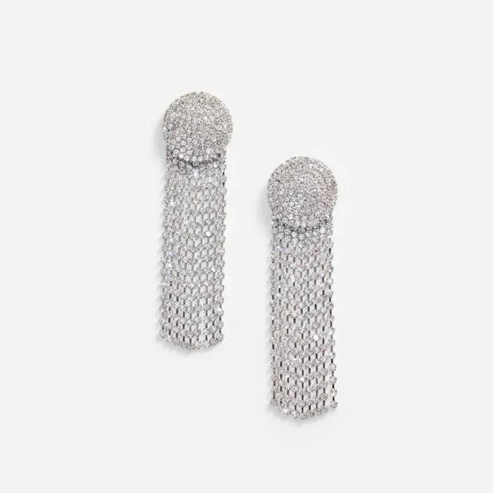 Round Crystal Droplet Earrings Women Self Portrait Jewellery
