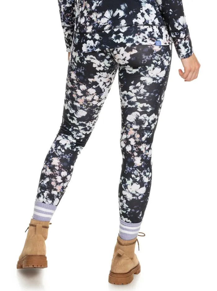 Roxy Base Layers Daybreak Base Layer Bottoms True Black Black Flowers 8211 Women Roxy Base Layers Daybreak Base Layer Bottoms True Black Black Flowers 8211 Women