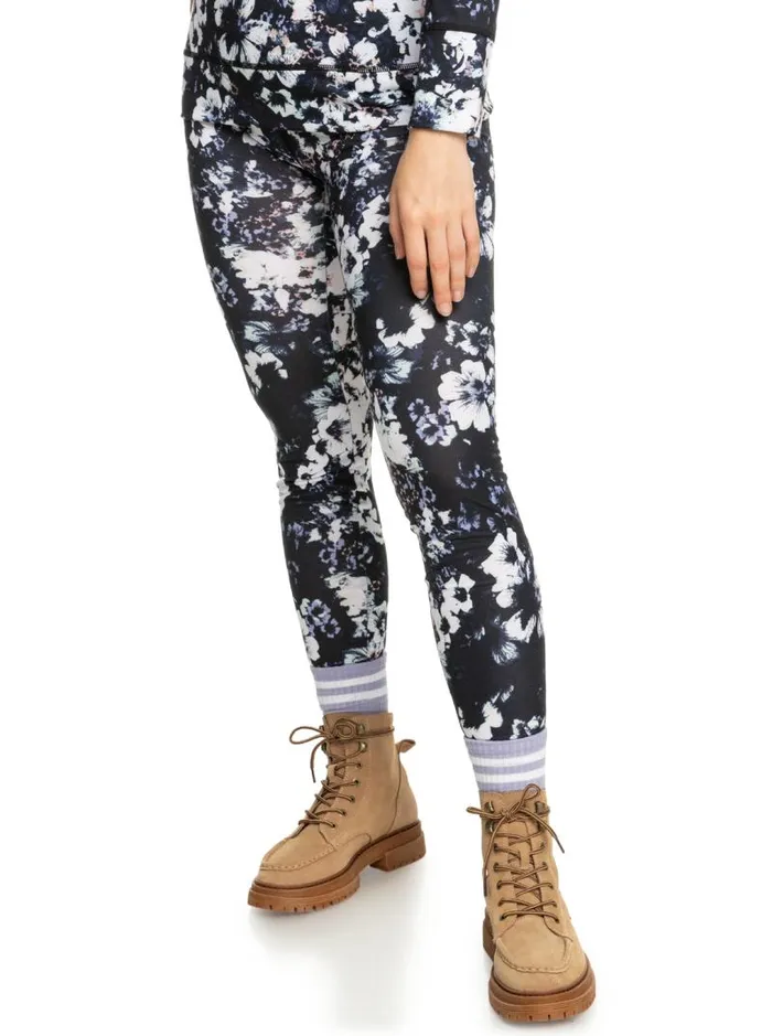 Roxy Base Layers Daybreak Base Layer Bottoms True Black Black Flowers 8211 Women Roxy Base Layers Daybreak Base Layer Bottoms True Black Black Flowers 8211 Women
