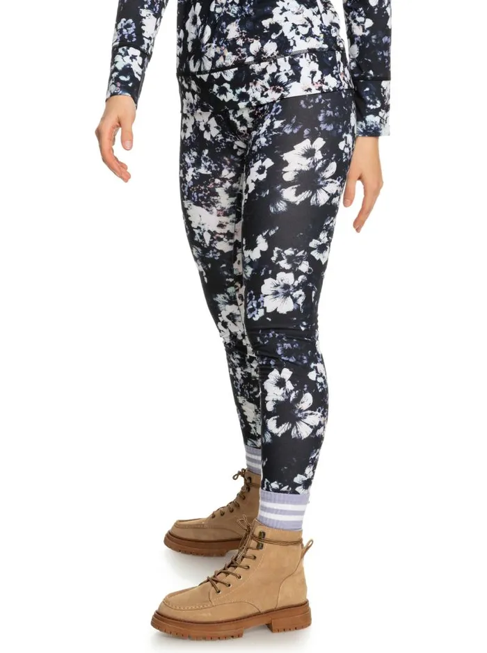 Roxy Base Layers Daybreak Base Layer Bottoms True Black Black Flowers 8211 Women Roxy Base Layers Daybreak Base Layer Bottoms True Black Black Flowers 8211 Women