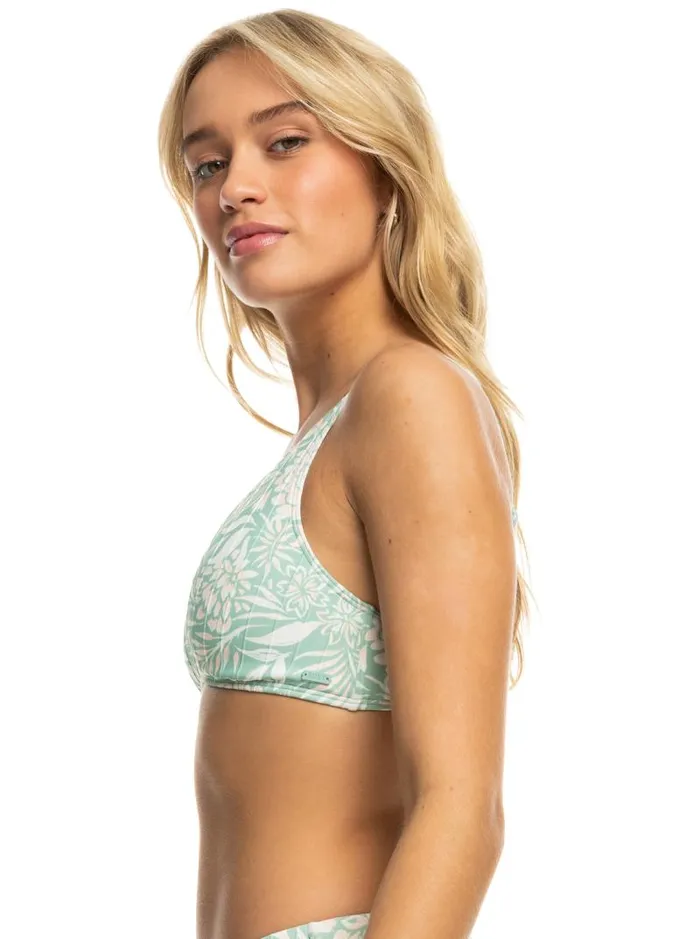 Roxy Bikinis Rib Roxy Love The Oceana VNeck Bikini Top Blue Surf Planao Apparel 8211 Women