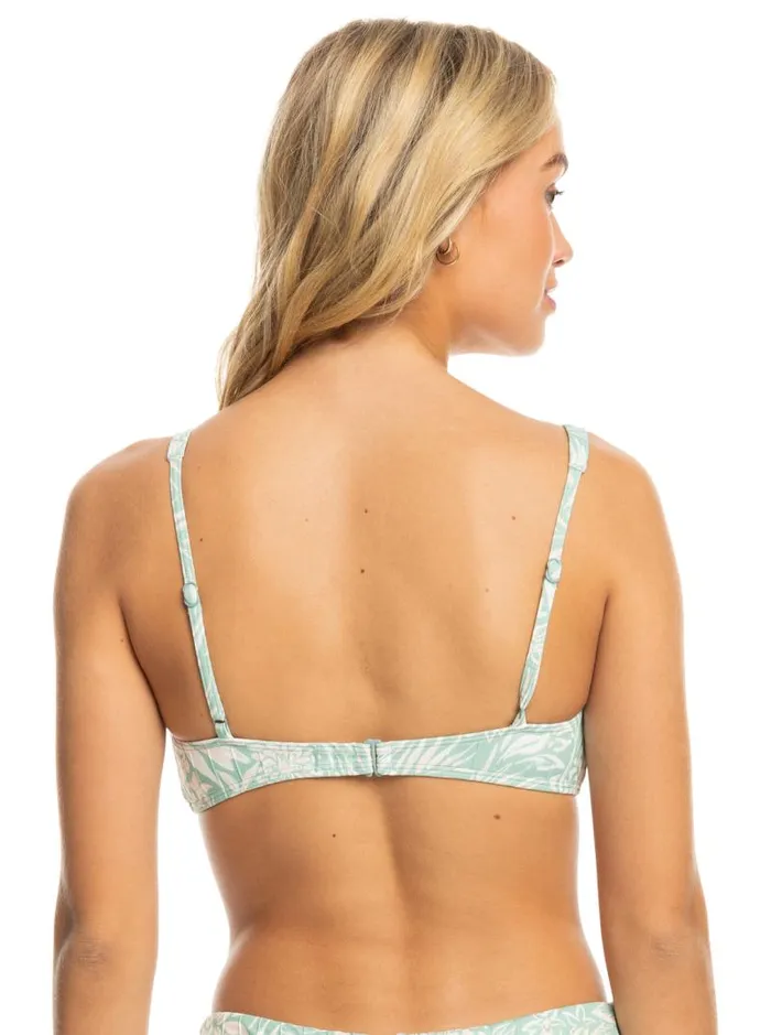 Roxy Bikinis Rib Roxy Love The Oceana VNeck Bikini Top Blue Surf Planao Apparel 8211 Women
