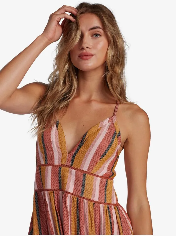 Roxy Dresses New Silver Light Strappy Dress Auburn Multi Stripe 8211 Women Roxy Dresses New Silver Light Strappy Dress Auburn Multi Stripe 8211 Women