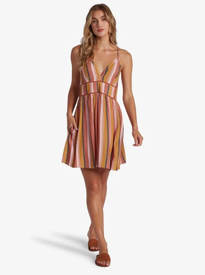 Roxy Dresses New Silver Light Strappy Dress Auburn Multi Stripe 8211 Women Roxy Dresses New Silver Light Strappy Dress Auburn Multi Stripe 8211 Women